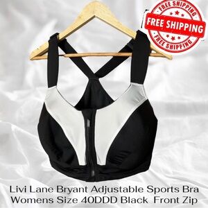 Livi Lane Bryant Adjustable Sports Bra Womens Size 40DDD Black  Front Zip